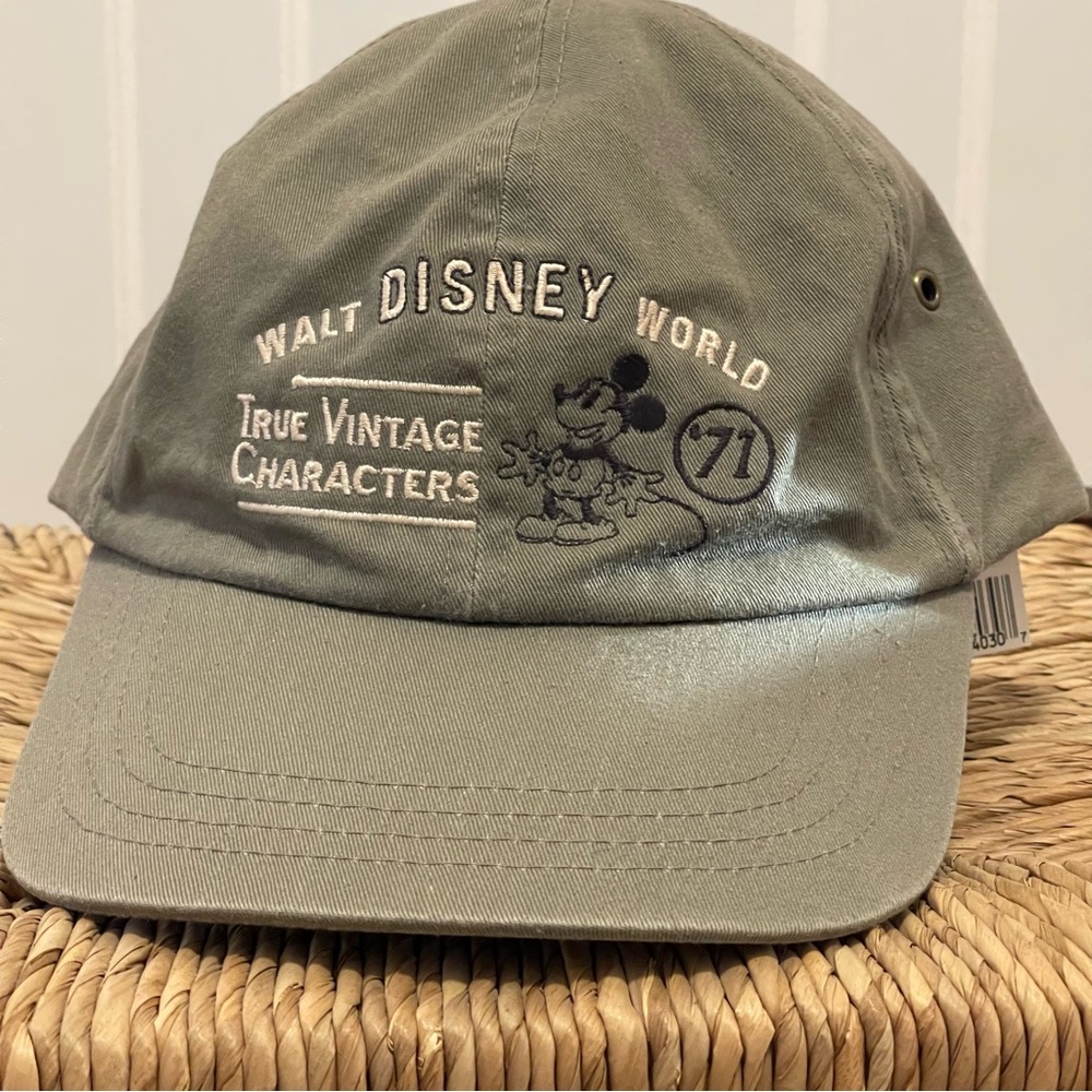Disney True Vintage Characters Ball Hat Adult Adjustable Strap Olive Gre…